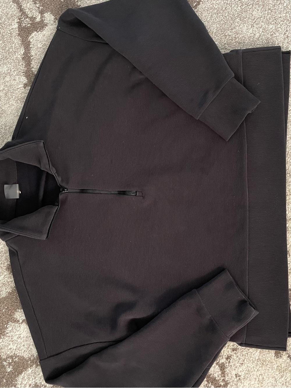 CALIA Women XXL Black Ribbed Quarter Zip Pullover Sweater Mock Neck Boxy
